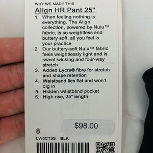 Lululemon Athletica brand new black align leggings